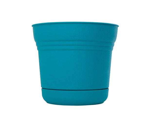Bloem SP1026 Saturn Plastic Planter, Bermuda Teal, 10 inches