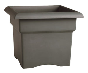 Bloem VER18908 Square Box Planter, Charcoal, 18 Inch