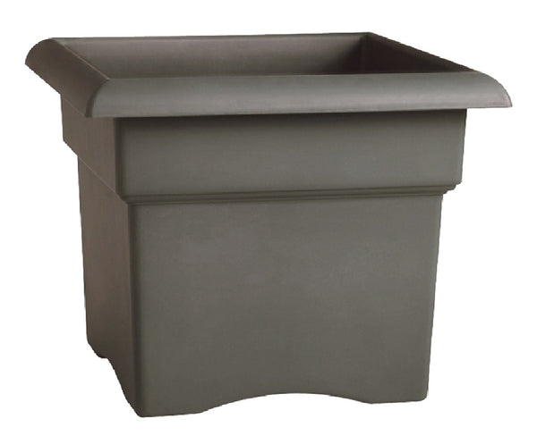 Bloem VER18908 Square Box Planter, Charcoal, 18 Inch