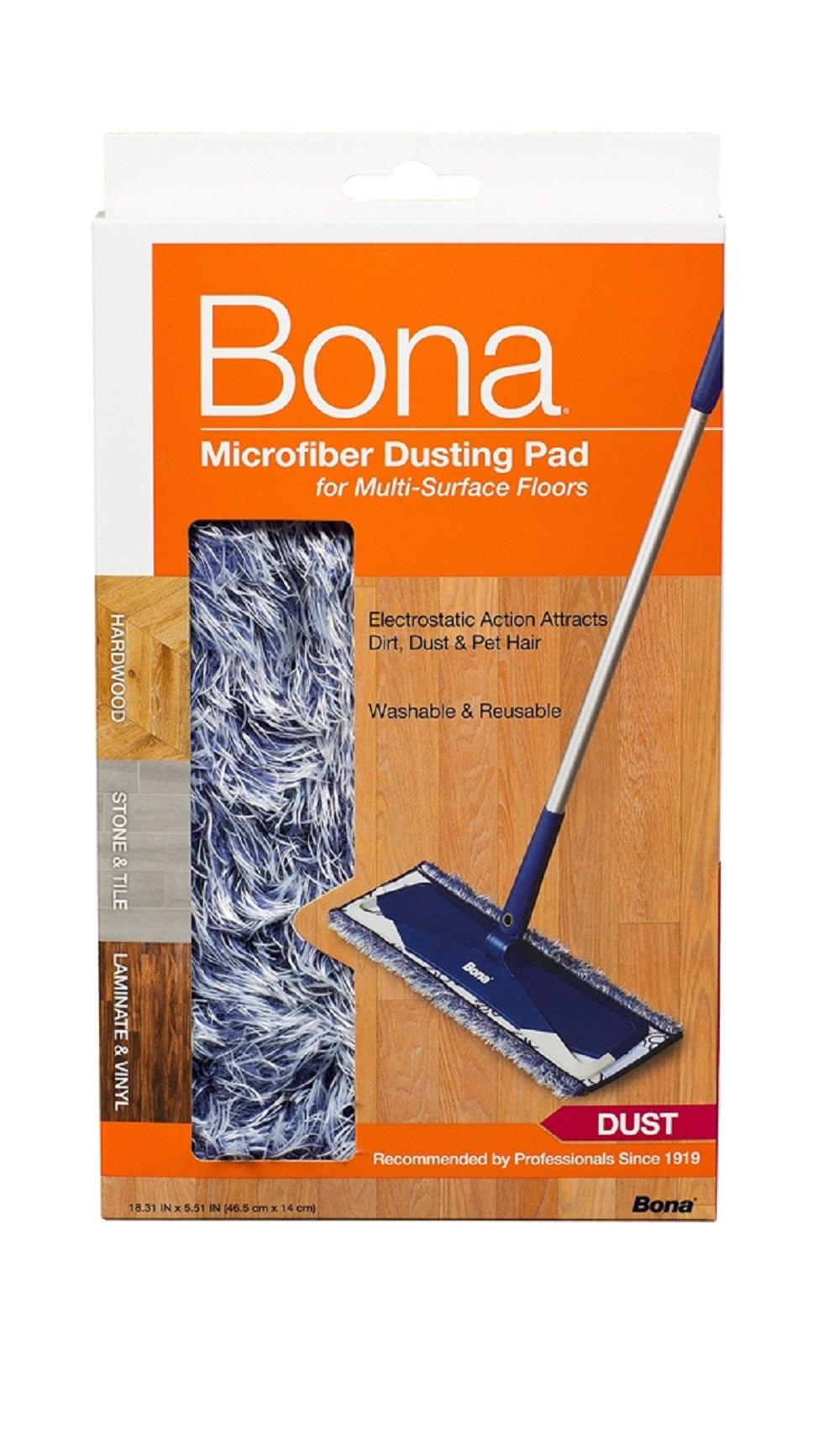 Bona WM710013272 MicroPlus Microfiber Dusting Pad, 17 inch x 6 inch