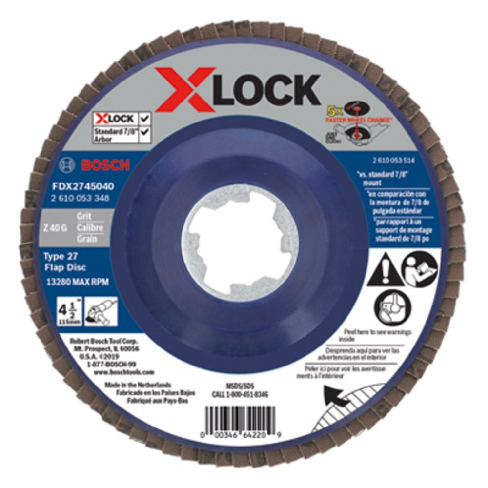Bosch FDX2745040 X-Lock Arbor Flap Discs, 40 Grit