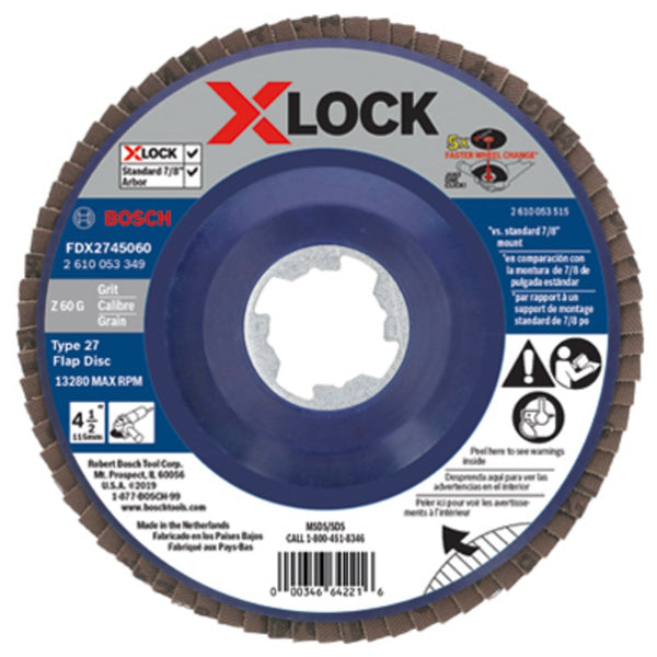 Bosch FDX2745060 X-Lock Arbor Flap Discs, 60 Grit
