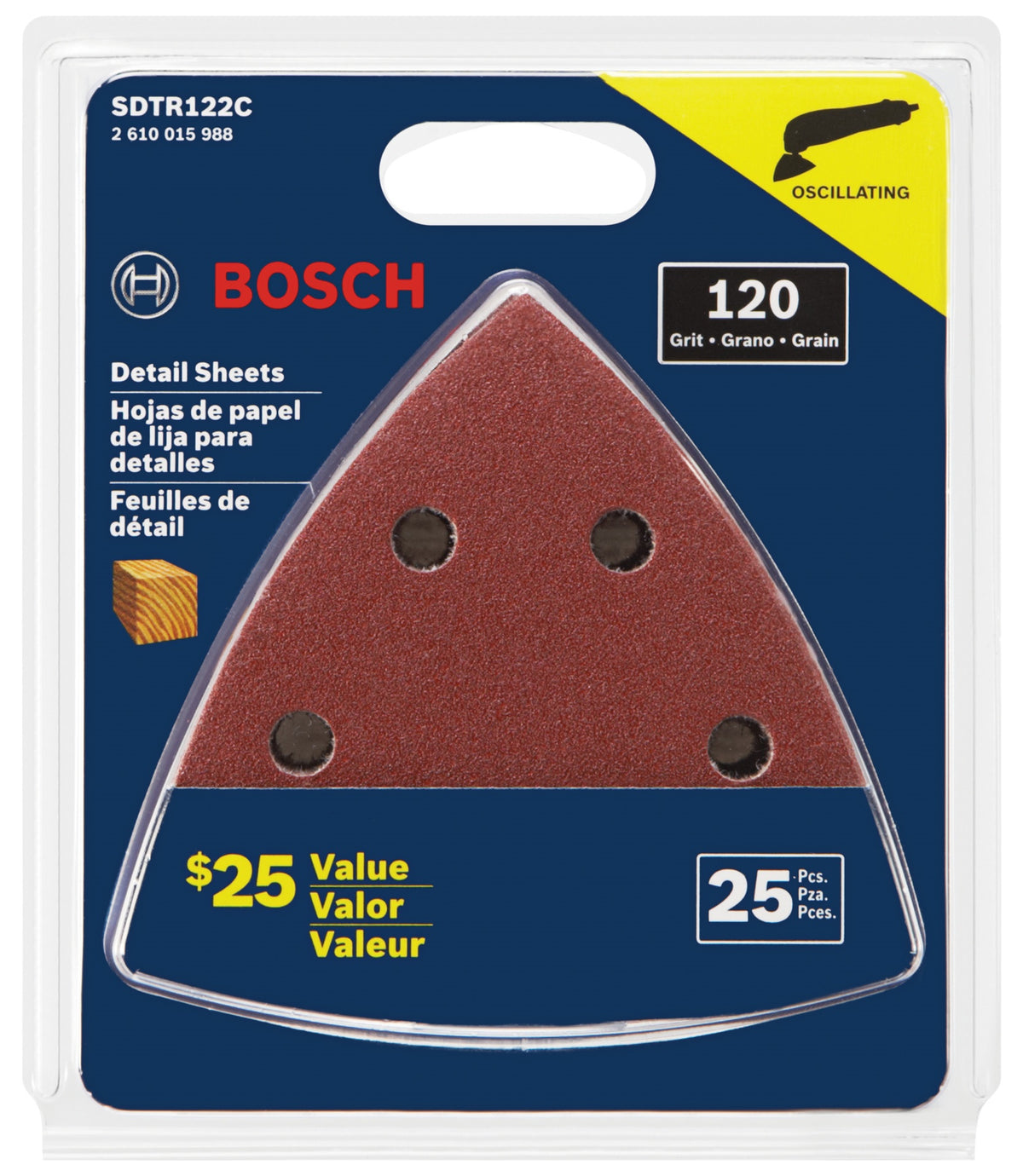 Bosch SDTR122C Detail Sanding Triangle, 120 Grit