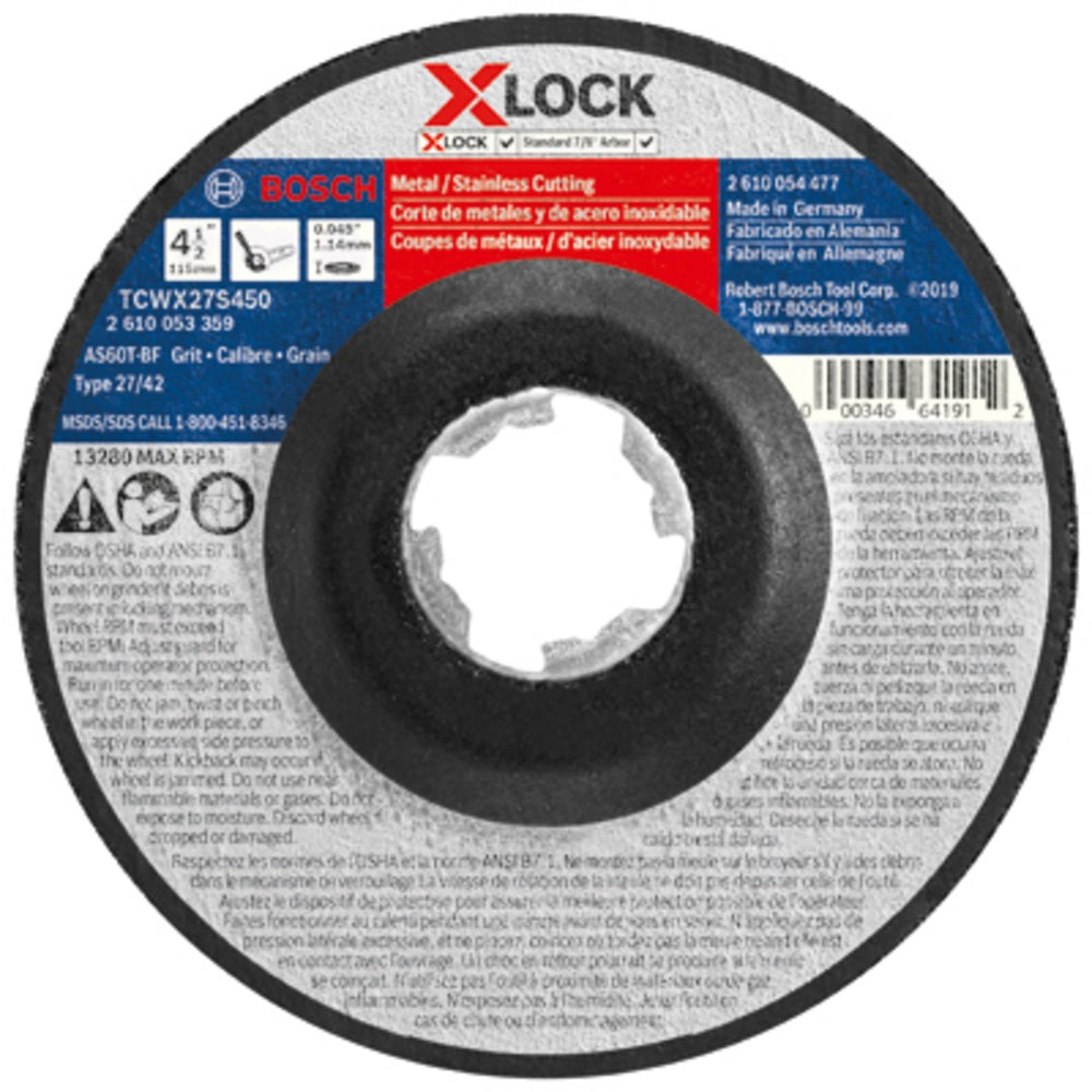 Bosch TCWX27S450 X-Lock Arbor Cutting Abrasive Wheel, 60 Grit