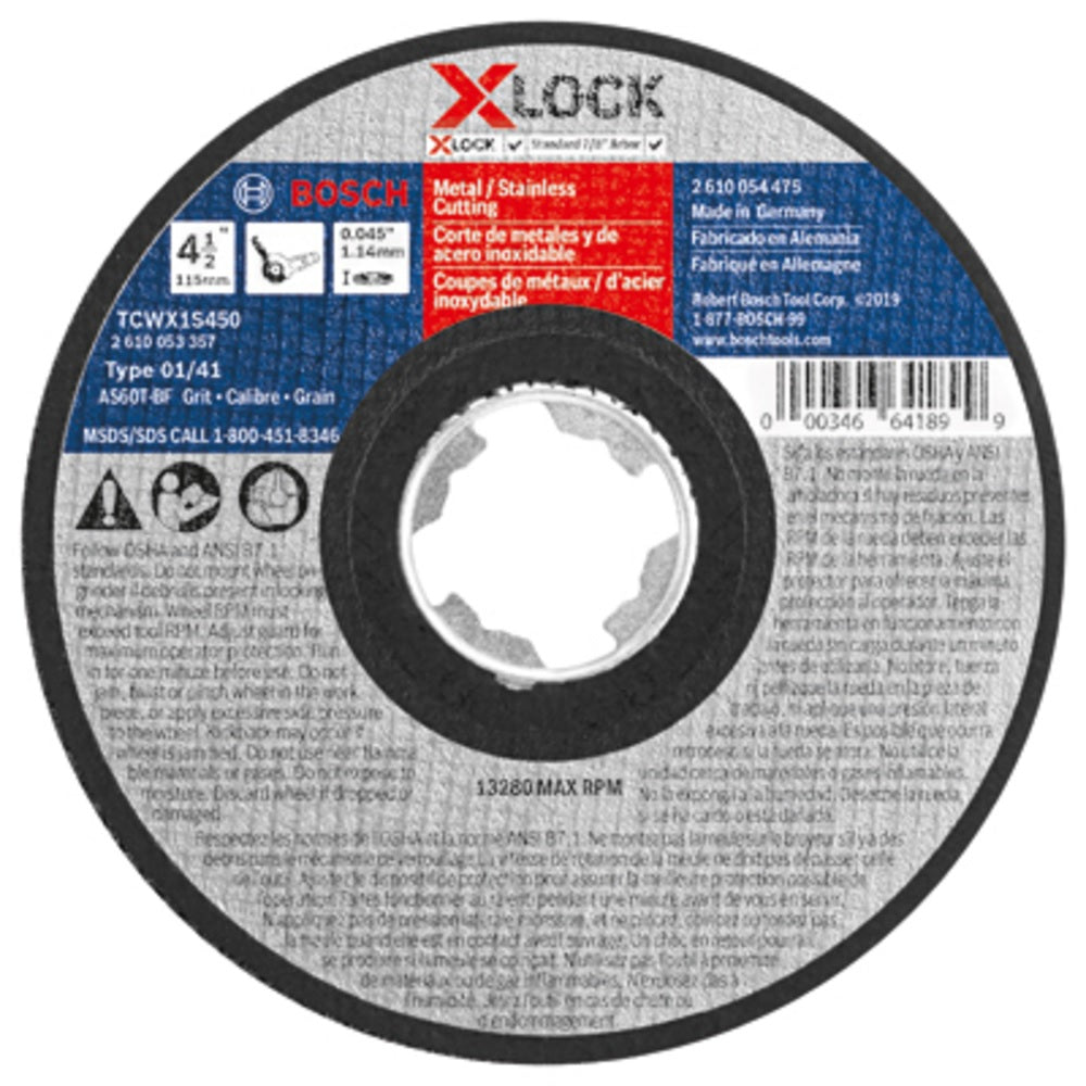 Bosch TCWX1S450 X-Lock Cutting Wheel, 4-1/2 Inch x 0.045 Inch