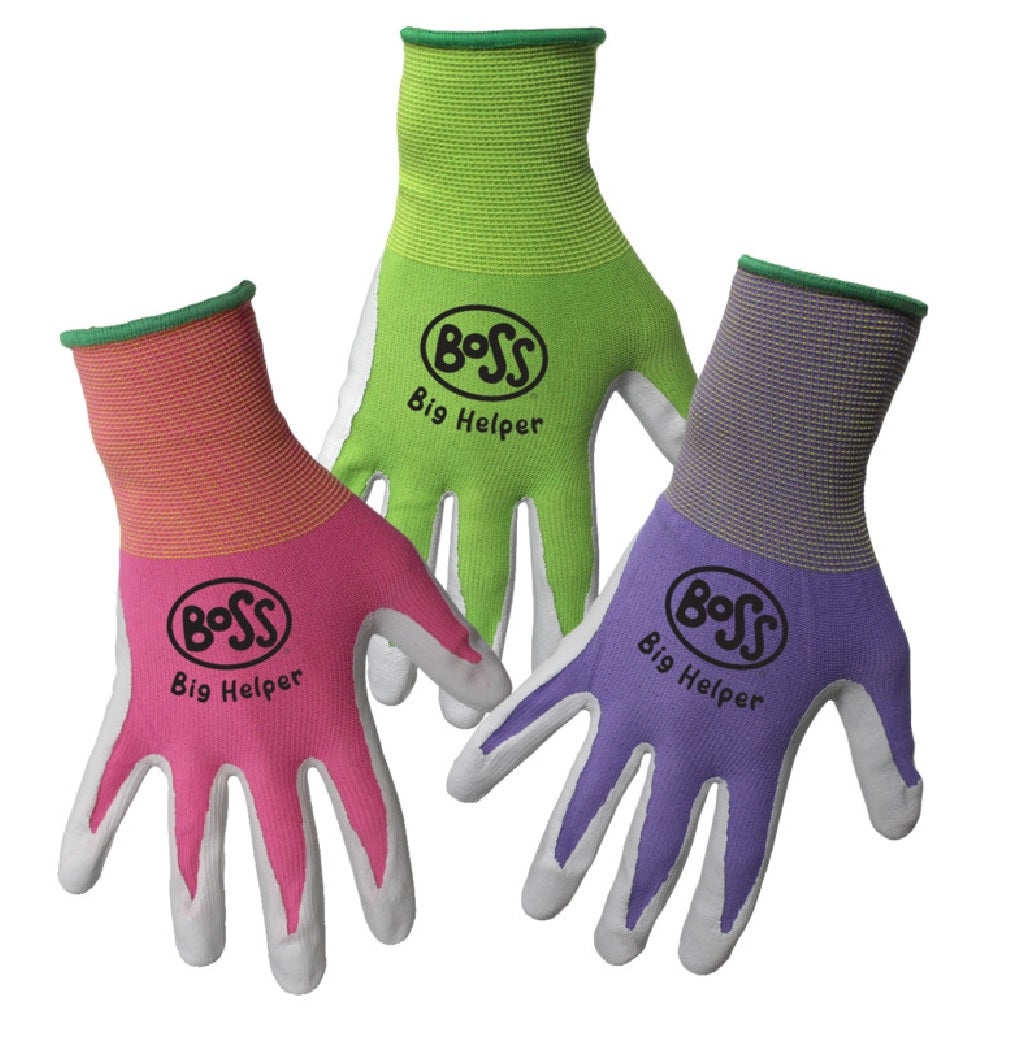 Boss 8438K Kids Nylon Nitrile Coated Palm & Fingers Glove, Assorted Color