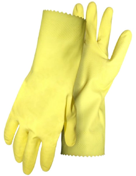 Boss 958L Flock Lined Yellow Latex Glove, Large
