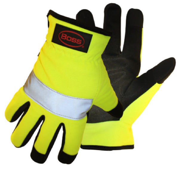 Boss 991L High-Vis Reflective Mechanic Gloves, Large