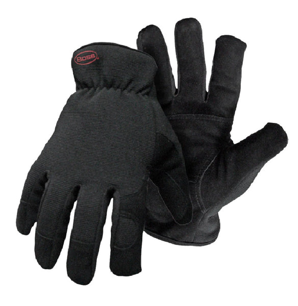 Boss 4143L Split Leather Palm Gloves, Black, Large