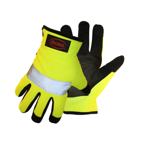 Boss 991M High-Visibility Reflective Mechanic Gloves, Medium