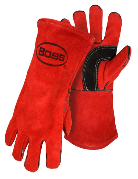 Boss 4096 Men's Split Leather Welders Glove, Red