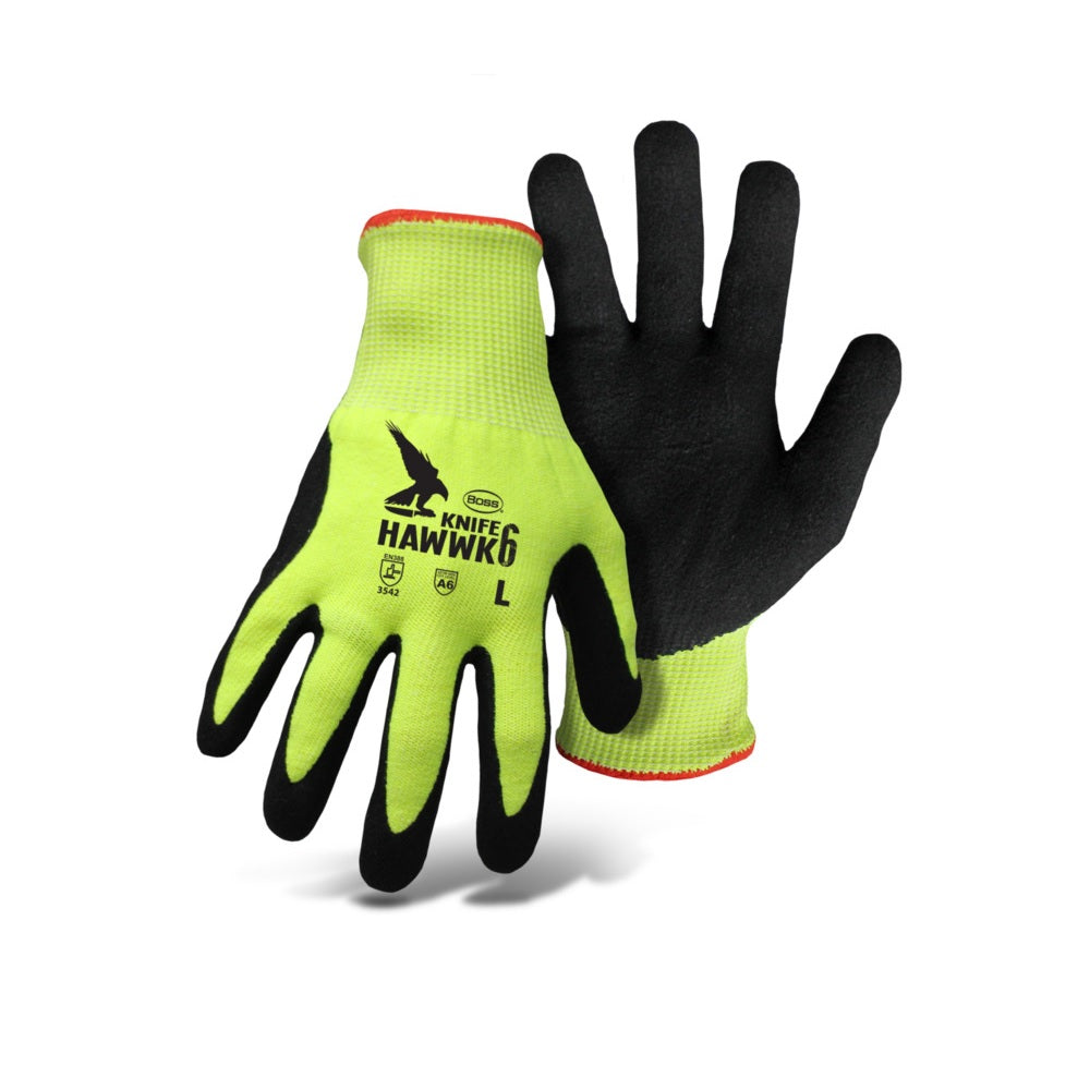 Boss 7007NX Cut Resistant Palm Dip Gloves, Black/Green