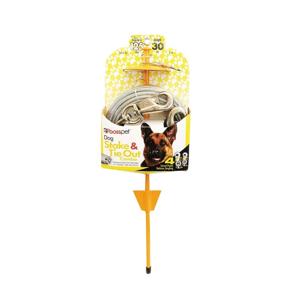 Boss Pet Q5730DOM99 PDQ Tie-Out/Dome Stake Combo, 30 Feet