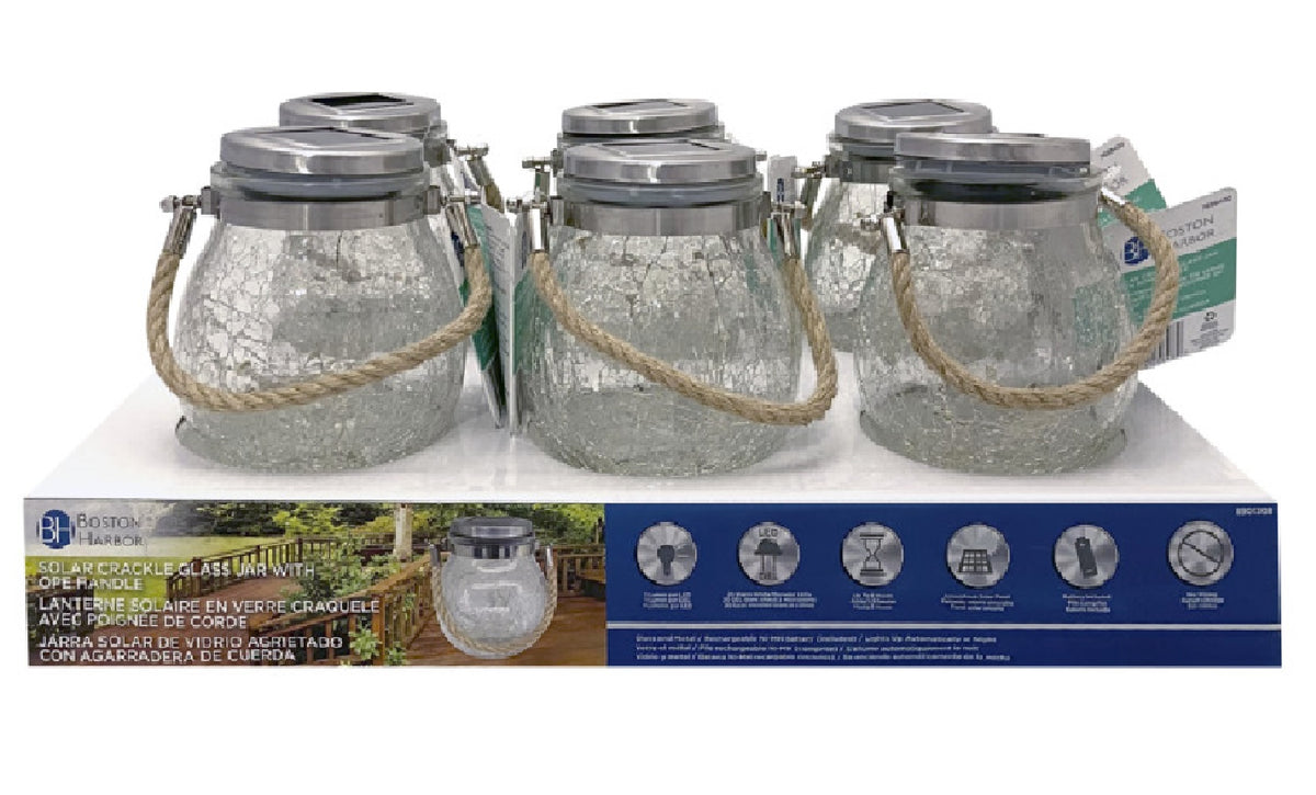 Boston Harbor 26149 Solar Tabletop Glass Jar Light, 1-Lamp