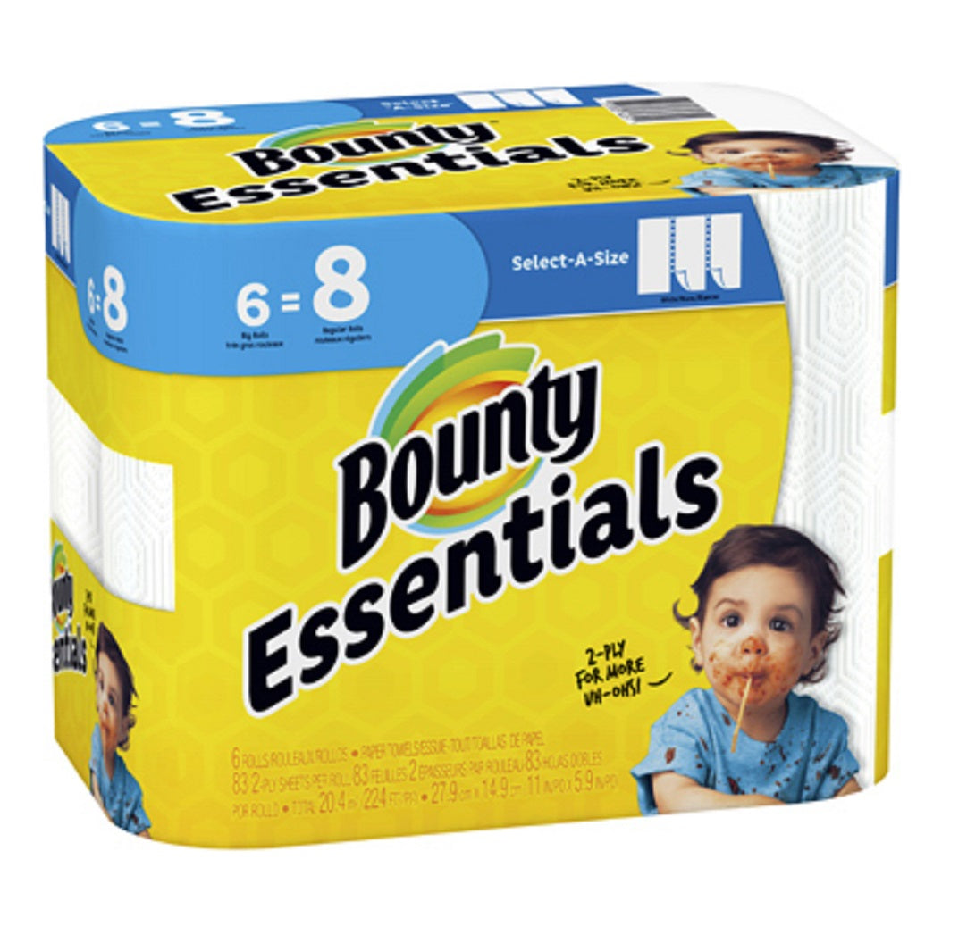 Bounty 74651 Essentials Select-A-Size Paper Towels, White