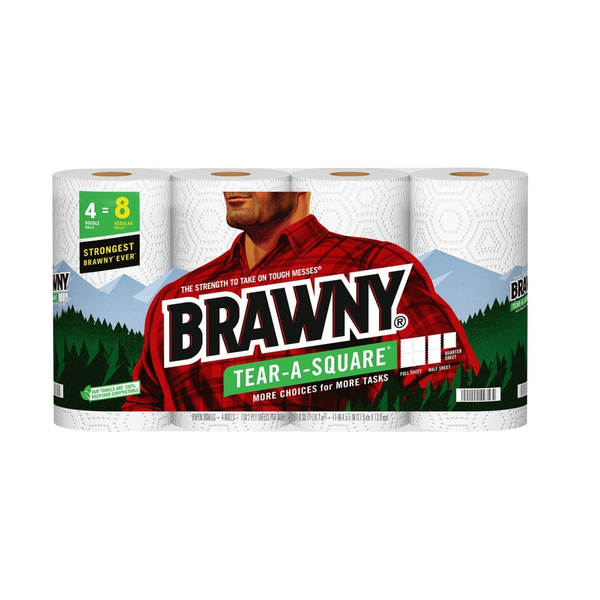 Brawny 44356 Tear-A-Square Paper Towels, White