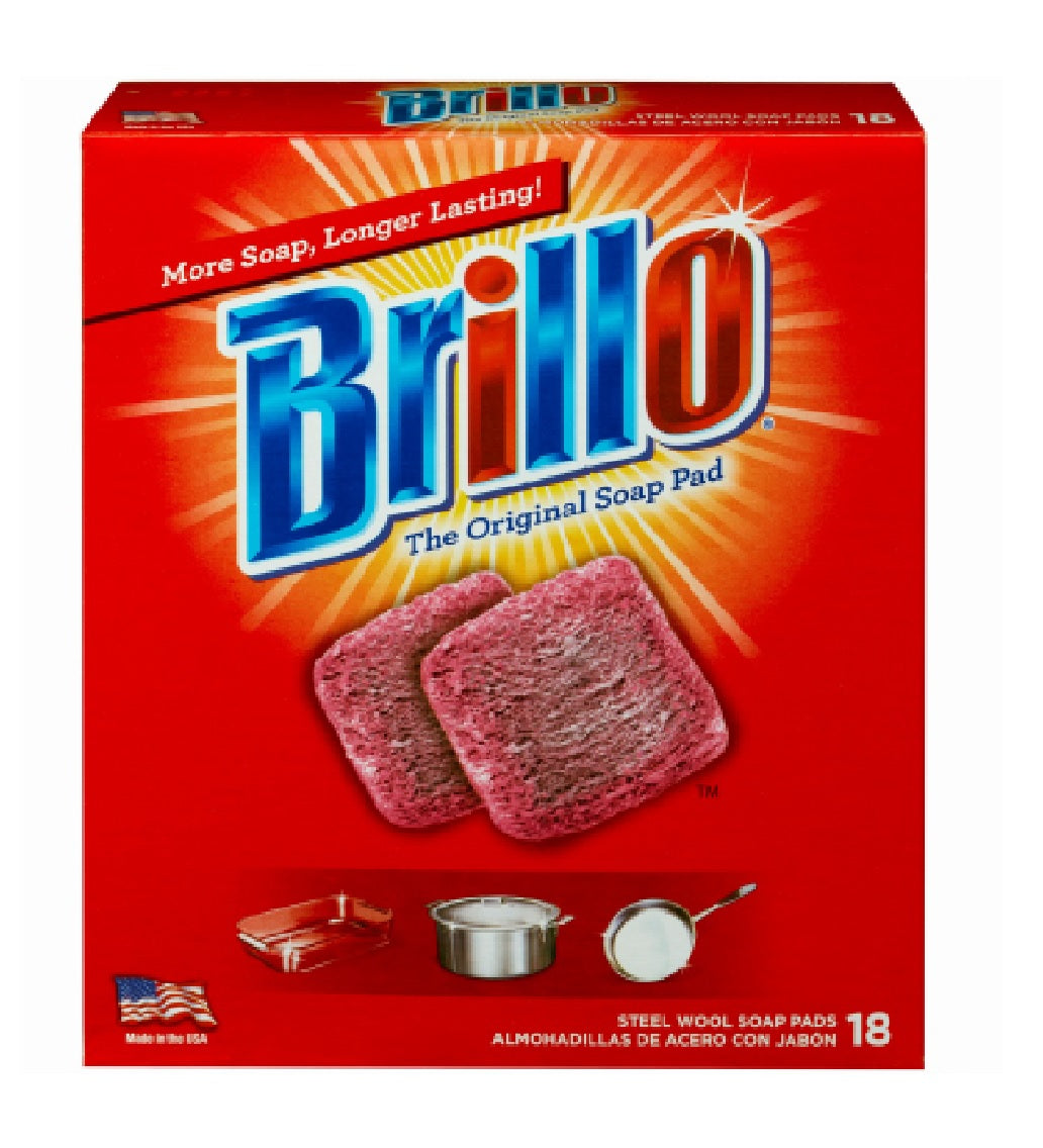 Brillo 23318 Steel Wool Soap Pad, 18 Pack