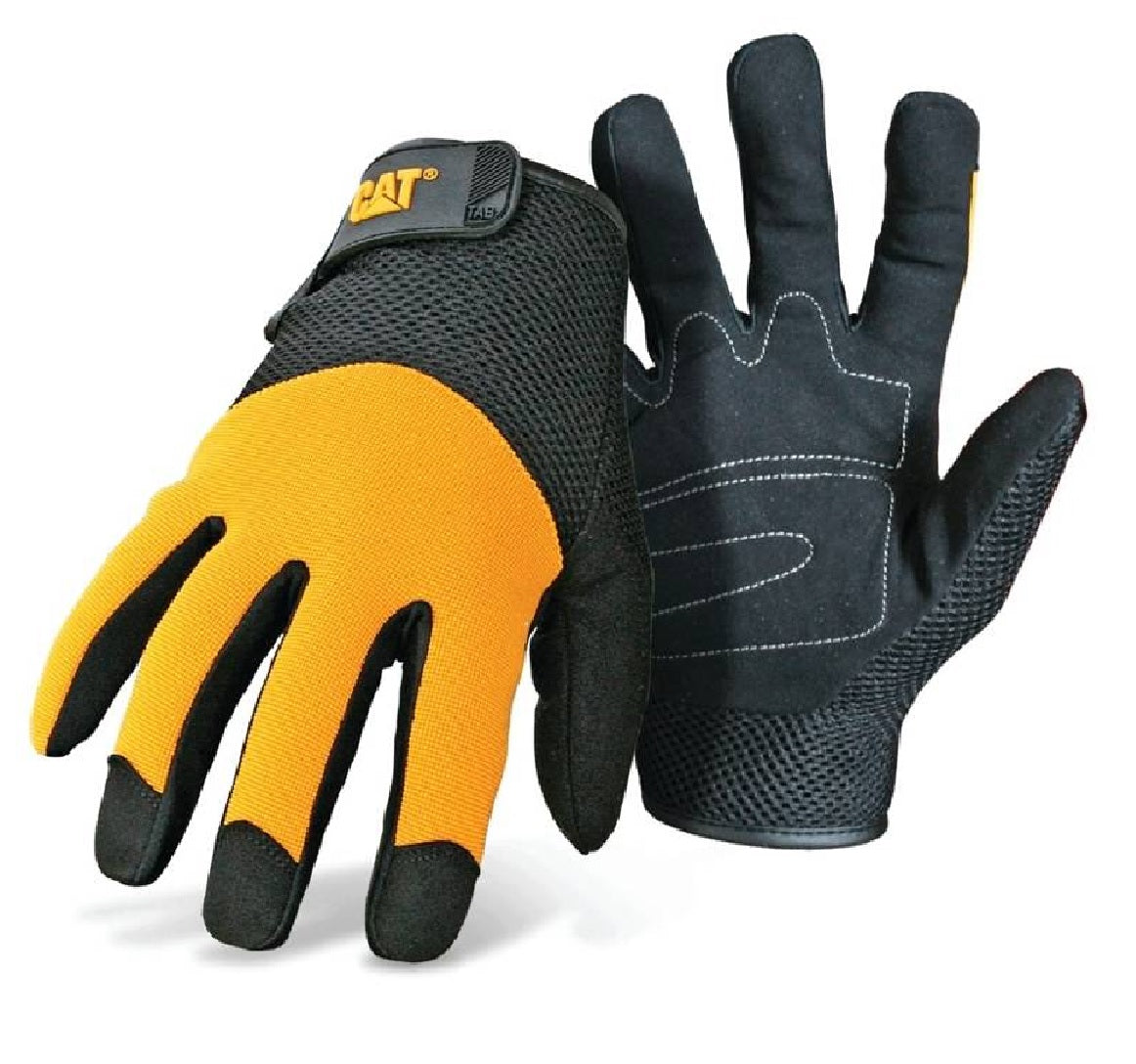 Cat CAT012215M Men'S Padded Palm Gloves, Black/Yellow, Medium