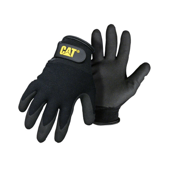 CAT CAT017414M Nylon Coated String Knit Gloves, Black, Medium