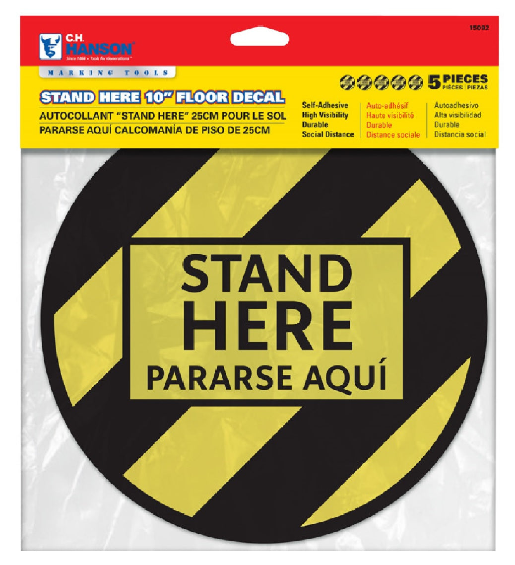 CH Hanson 15092 Stand Here Floor Decal, Yellow