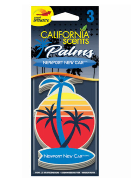 California Scents CPA022-3 Palms Paper Newport New Car Air Freshener, 3-Pack