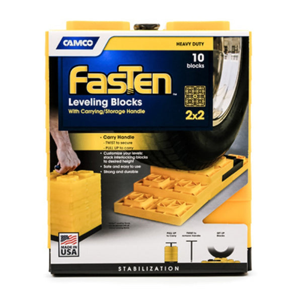 Camco 44512 Fasten Leveling Blocks With T Handle, Yellow
