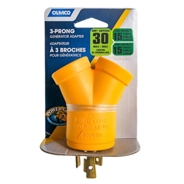 Camco 55433 RV Power Grip Generator Outlet Adapter, 30M x 2/15F Amp