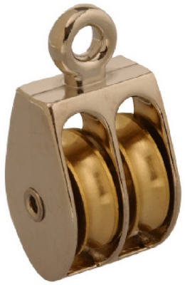 Campbell T7655212N Double Rigid Eye Rope Pulley, 1", Nickel plated