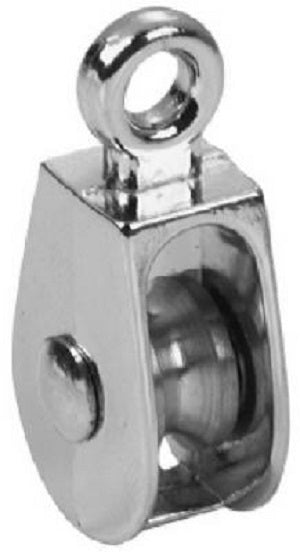 Campbell T7655062N Single Rigid Eye Rope Pulley, 1/2", Nickel