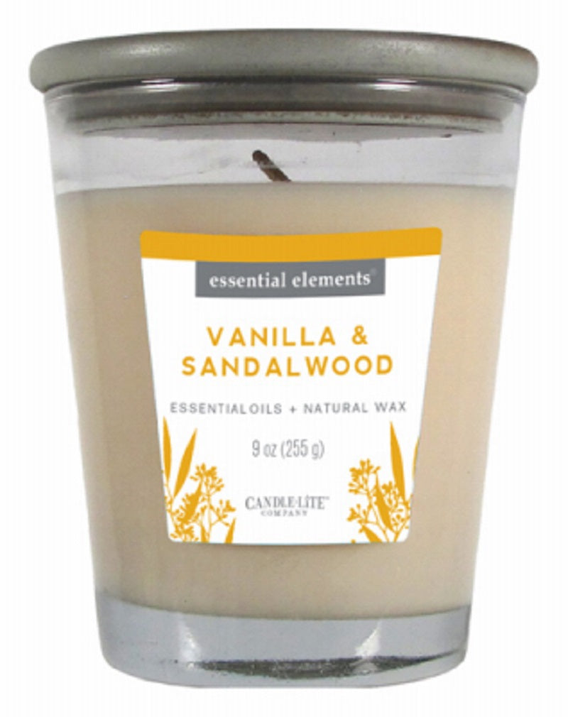Candle Lite 4366344 Essential Elements Jar Candle With Gray Wood Lid, 9 OZ