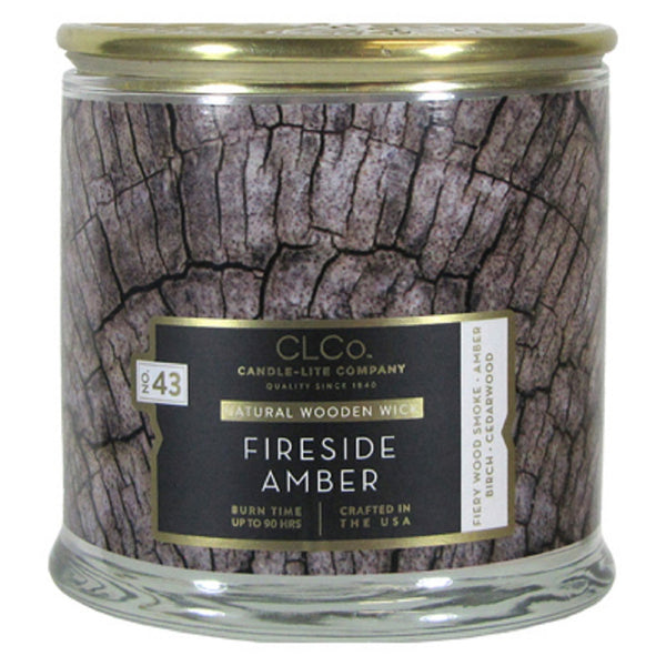 Candle Lite 4330669 Fireside Amber Wood Wick Candle, 14 OZ