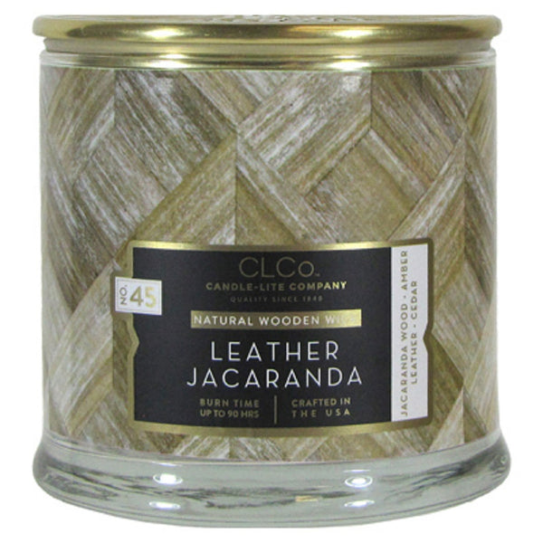 Candle Lite 4330668 Leather Jacaranda Wood Wick Candle, 14 OZ