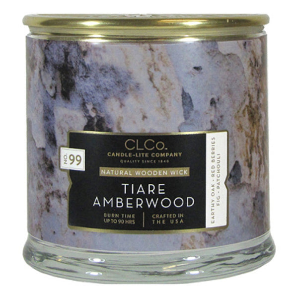 Candle Lite 4330688 Tiare Amberwood Wood Wick Candle, 14 OZ