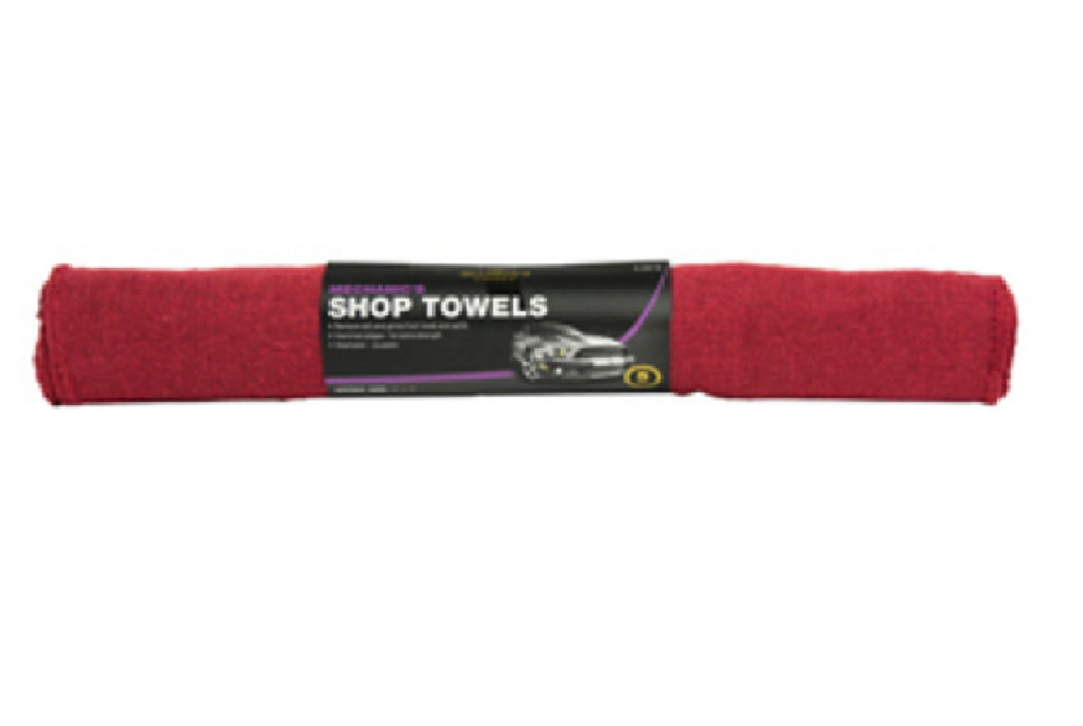 Carrand 40046 Cotton Shop Towel, Red