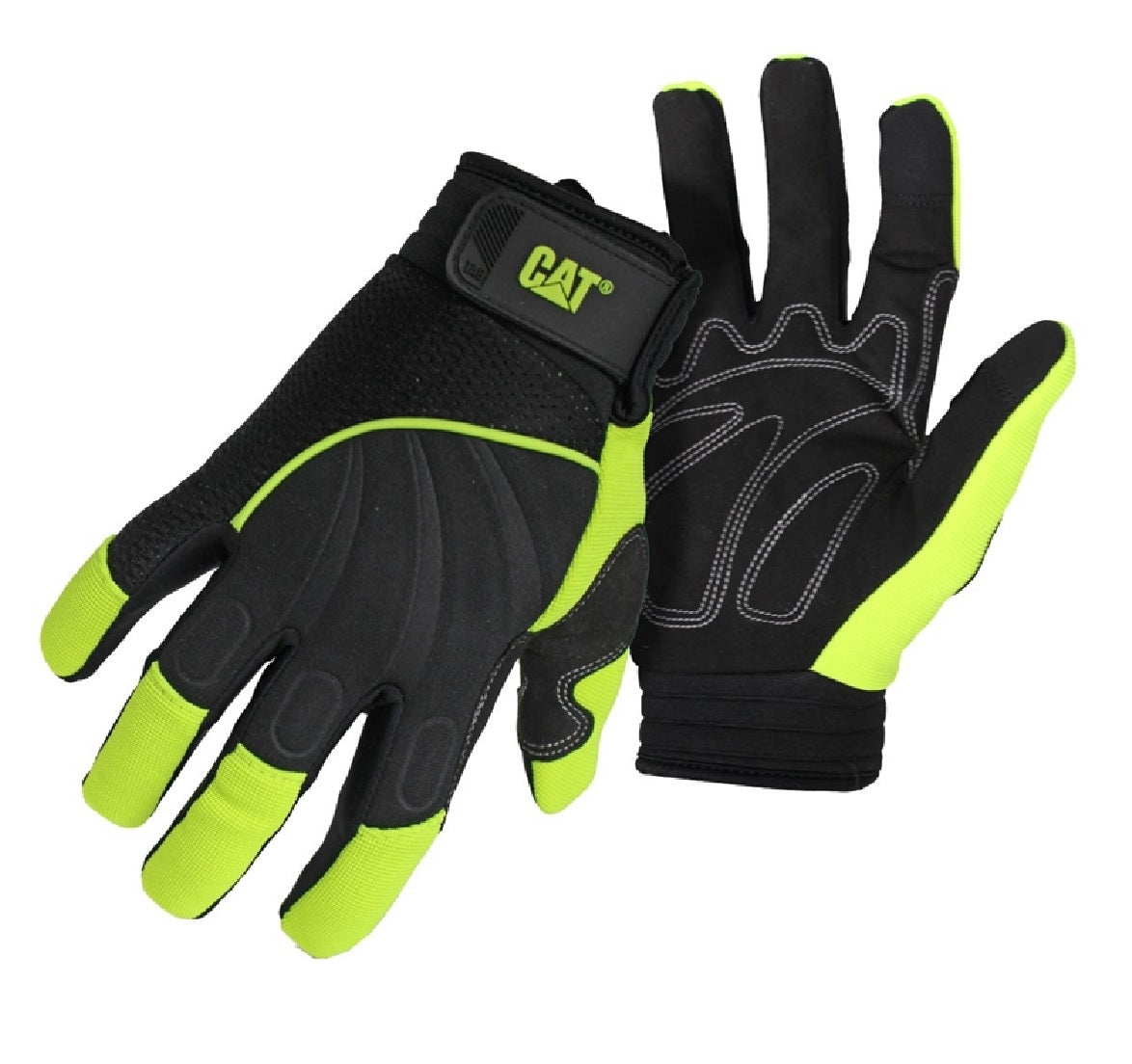 Cat CAT012224L High-Visibility Utility Men's Gloves, Green, Large