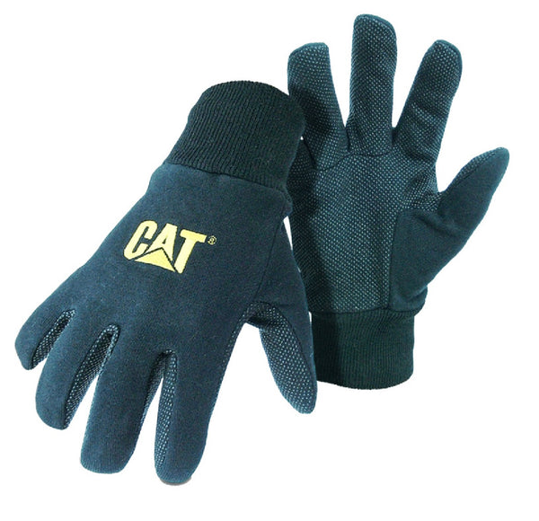 Cat CAT015400L Jersey PVC Micro Dotted Palm Gloves, Large, Black