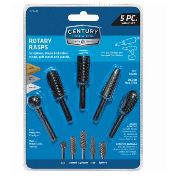Century Drill & Tool 75499 Rotary Rasps Set, 5 Piece