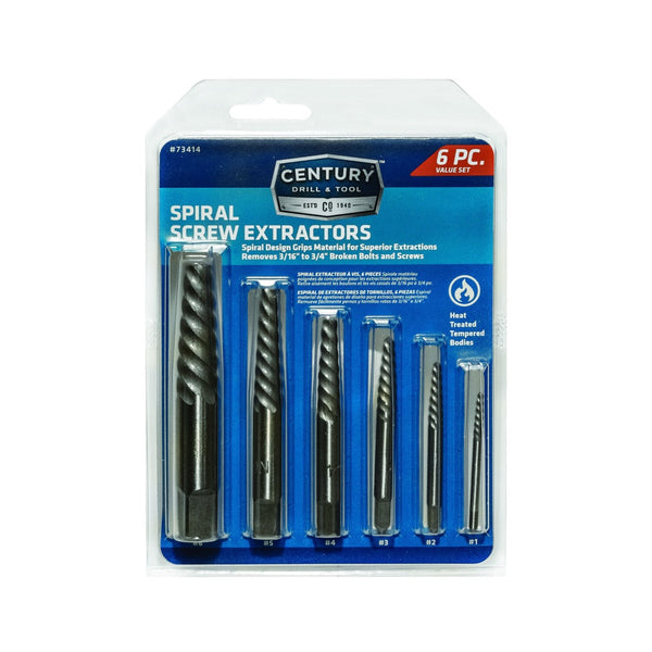 Century Drill & Tool 73414 Spiral Flute Screw Extractors