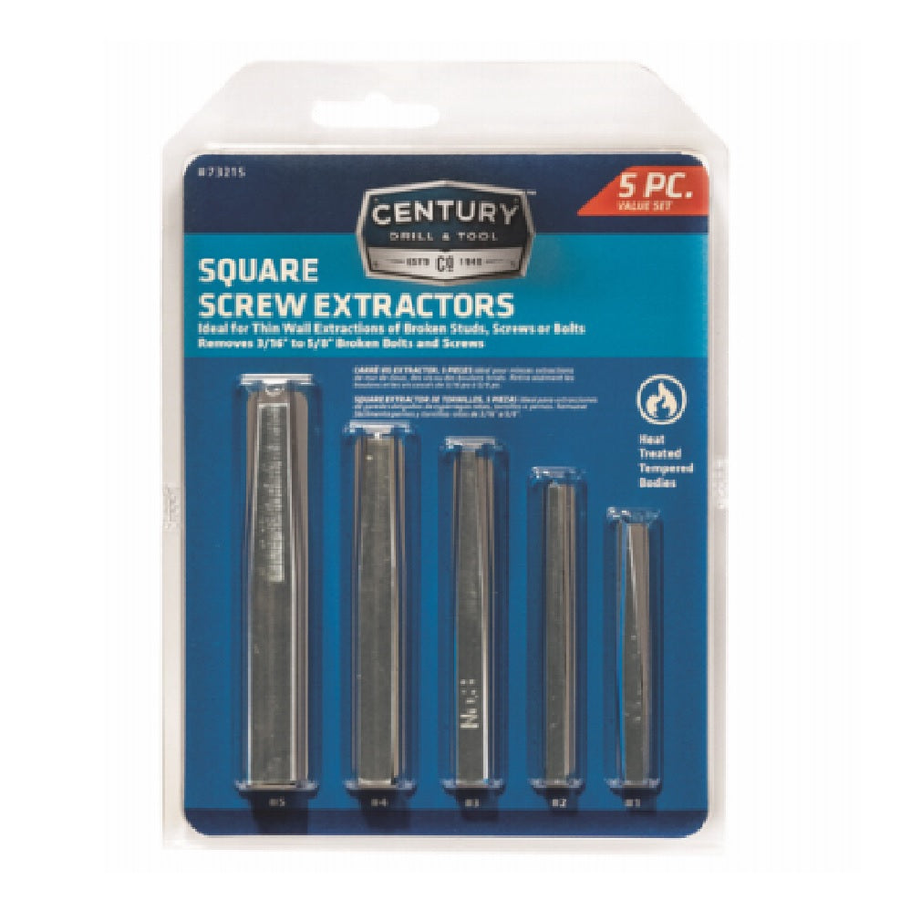 Square Extractor Bit Set Century Drill & Tool 73215 Square Flute Screw Extractor Set – Toolbox ...