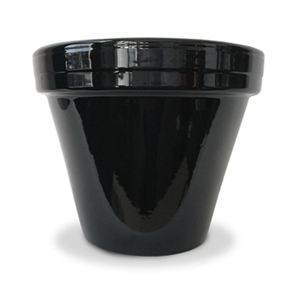 Ceramo PCSBX-6-BL-TV Powder Coated Ceramic Standard Flower Pot, Black