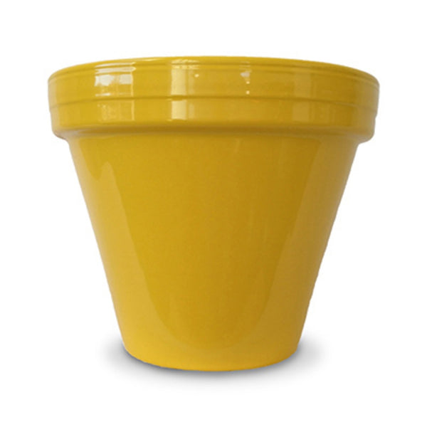 Ceramo PCSBX-8-Y-TV Powder Coated Ceramic Standard Flower Pot, Yellow
