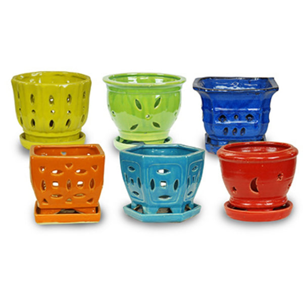 Ceramo RNOP-5-ASST Rainbow Orchid Pot, Assorted Colors