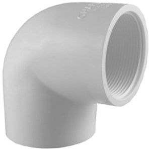 Charlotte Pipe PVC 02301 1600HA 90 Degree Elbow Pipe Fitting, White, 2 Inch