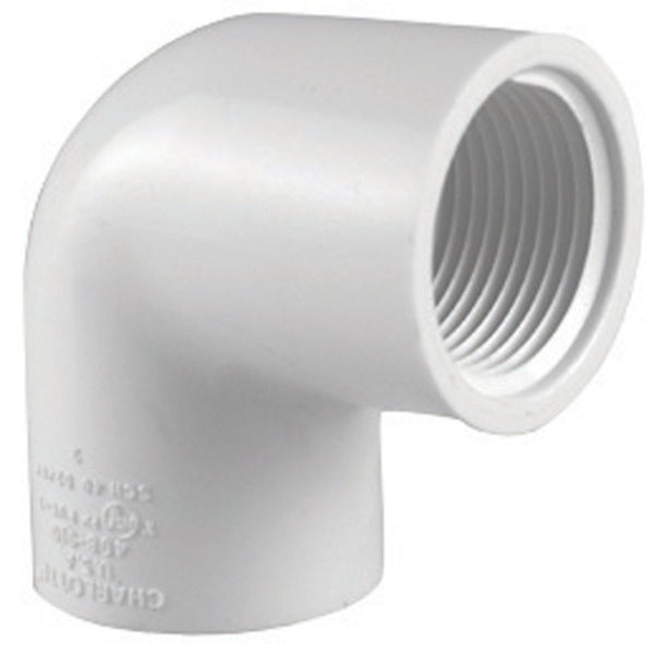 Charlotte Pipe PVC 02302 1000HA 90 Degree Elbow, White