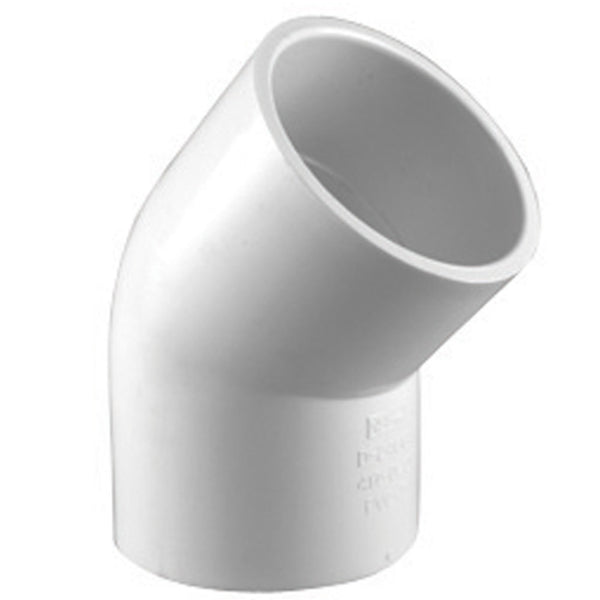 Charlotte Pipe PVC 02309 2000HA 45 Degree Elbow, White