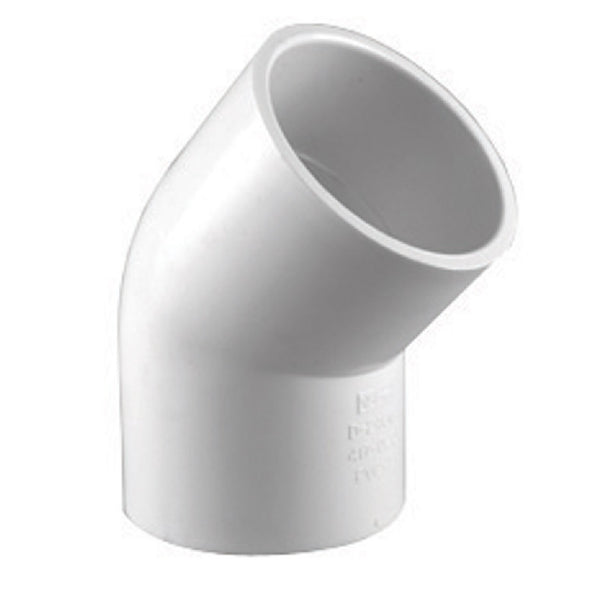 Charlotte Pipe PVC 02309 1000HA 45 Degree PVC Elbow, White