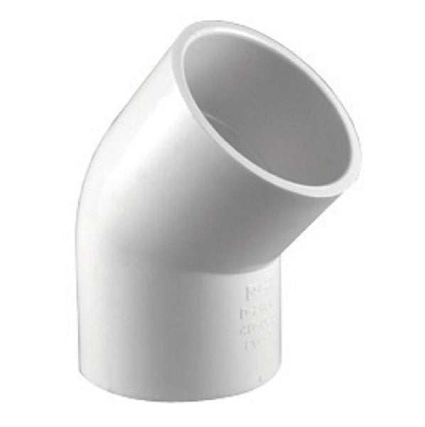 Charlotte Pipe PVC 02309 1400HA 45 Degree PVC Slip Elbow, White