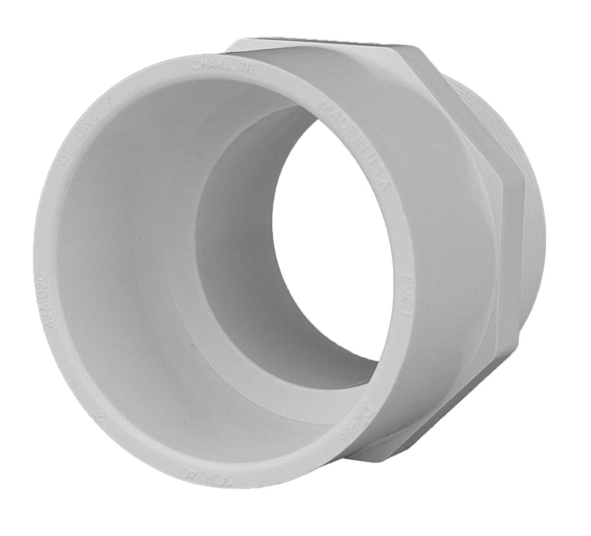 Charlotte Pipe PVC 02109 1800HA Male Adapter Pipe Fitting, White, 3 Inch