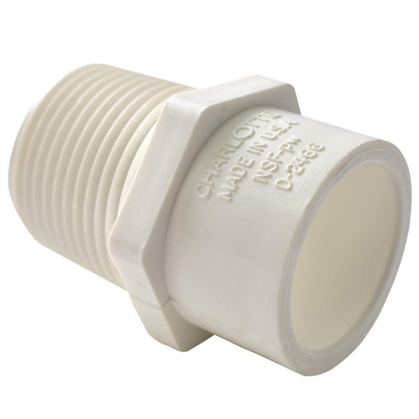 Charlotte Pipe PVC 02110 1000HA PVC Reducing Male Adapter, 1" Slip x 1-1/4" MPT, White