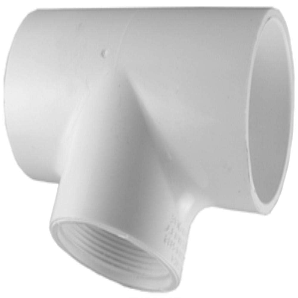 Charlotte Pipe PVC 02401 1600HA Pressure Tee, White, 2 Inch